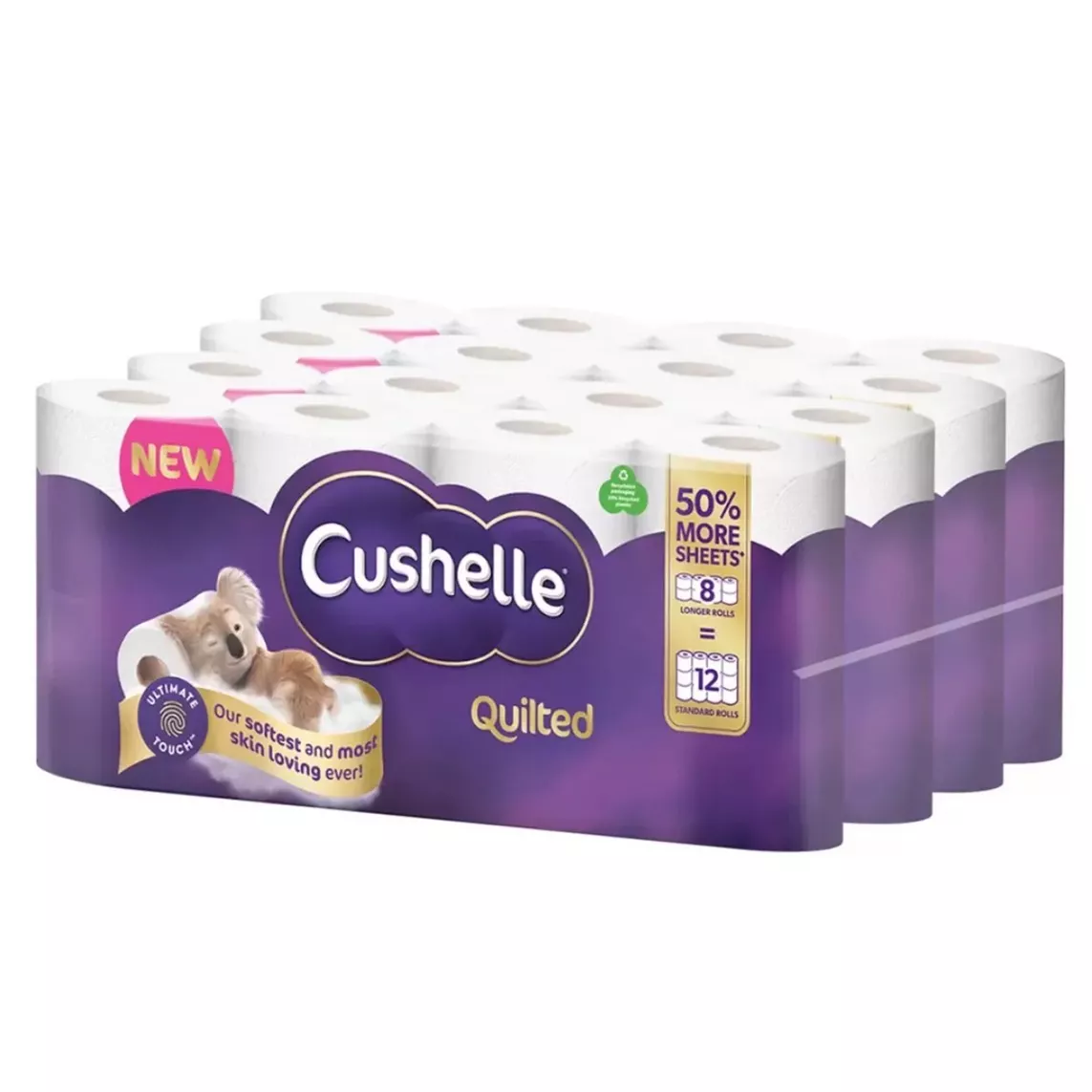 Cushelle Quilted Toilet Tissue 8 Mega Rolls (Equivalent to 12 Standard Rolls)